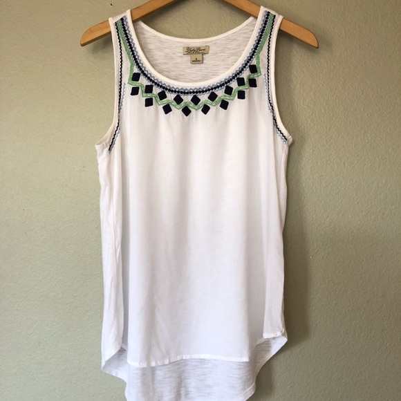 Lucky Brand Tank Top Embroidered White Women’s S - Picture 1 of 5